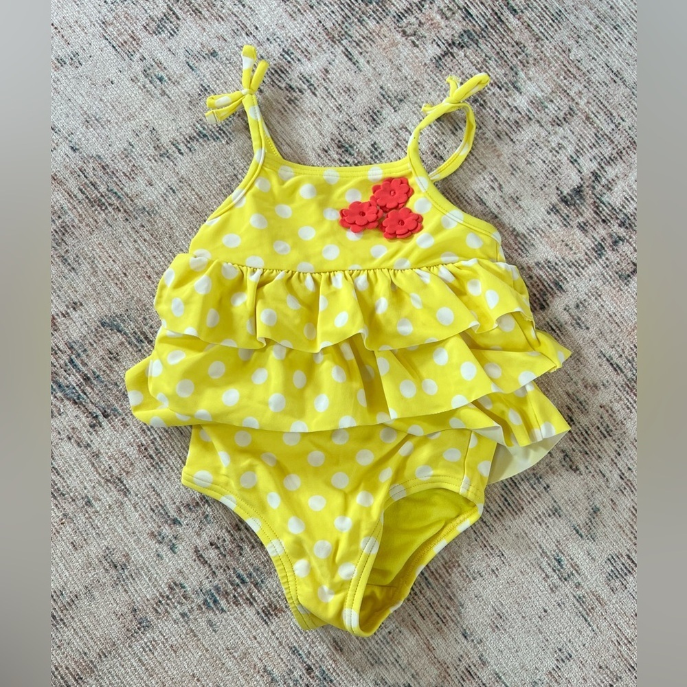 Carter's Yellow and White One Piece Swimsuit baby girl